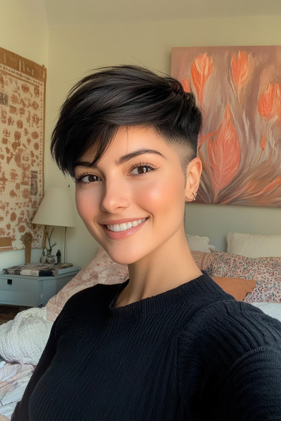 9. Layered Buzz Cut (Soft Black) (Classy Short Haircuts For Women) - Classy Short Haircuts For Women