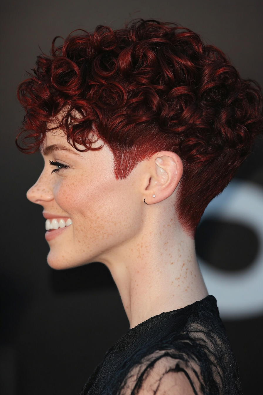 13. Curly Pixie Cut (Dark Red) (Classy Short Haircuts For Women) - Classy Short Haircuts For Women