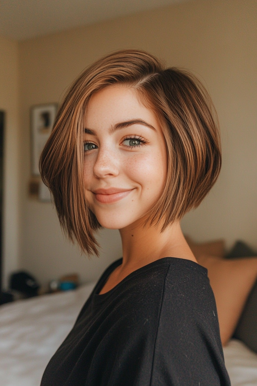 18. Short Bob with Undercut (Medium Brown) (Classy Short Haircuts For Women) - Classy Short Haircuts For Women
