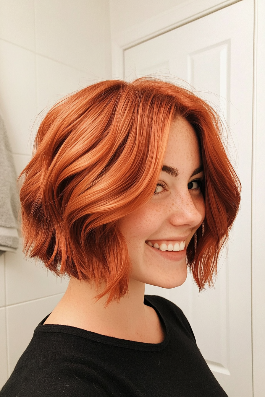 21. Choppy Layered Bob (Copper Red) (Classy Short Haircuts For Women) - Classy Short Haircuts For Women