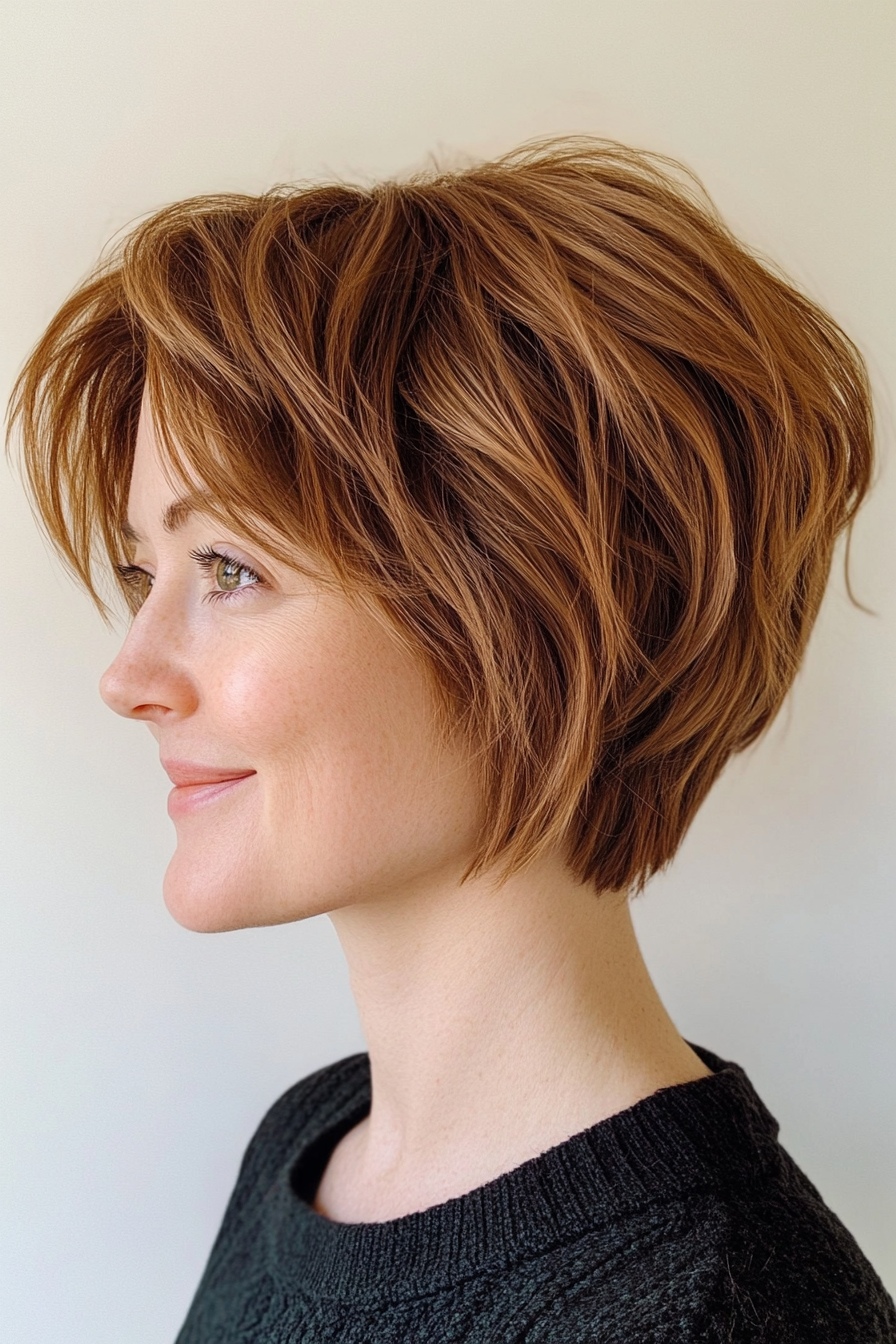 24. Choppy Shaggy Bob (Chestnut) (Classy Short Haircuts For Women) - Classy Short Haircuts For Women