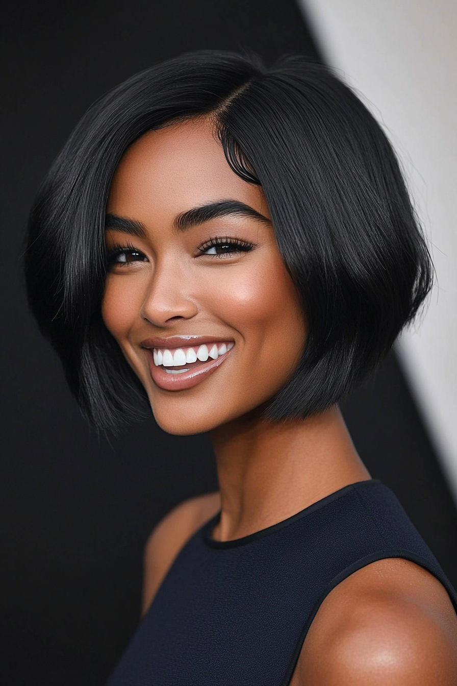 26. Short Flipped Ends Bob (Black) (Classy Short Haircuts For Women) - Classy Short Haircuts For Women
