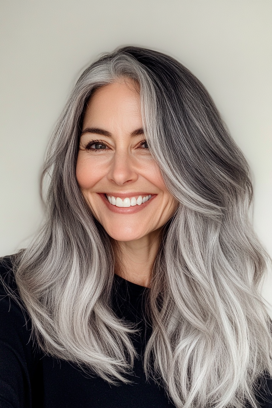 23. Subtle Gray Ombre with Soft Waves (Gray Hairstyles For Older Women) - Gray Hairstyles For Older Women