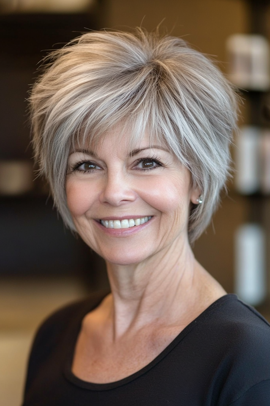 4. Short Shag – Light Ash Brown (Haircuts For Women Over 60 With Fine Hair) - Haircuts For Women Over 60 With Fine Hair