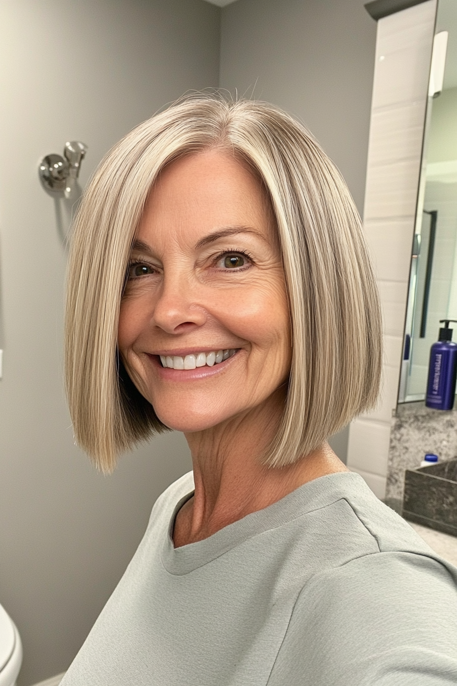 5. Blunt Bob – Medium Blonde (Haircuts For Women Over 60 With Fine Hair) - Haircuts For Women Over 60 With Fine Hair
