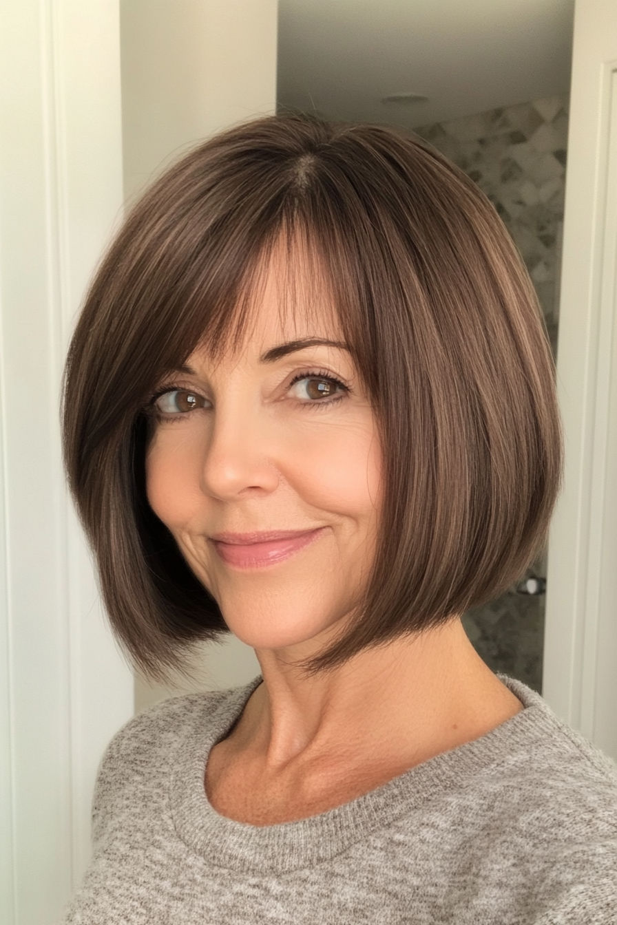 18. Bob with Bangs – Rich Brown (Haircuts For Women Over 60 With Fine Hair) - Haircuts For Women Over 60 With Fine Hair